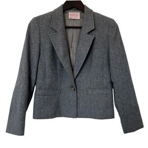 80s Pendleton Petite Women's‎ Gray Wool Blazer Jacket Size 4 Made in USA